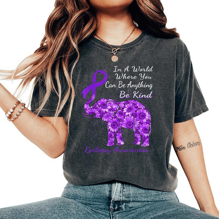 Epilepsy Awareness Sunflower Elephant Be Kind Women's Oversized Comfort T-shirt