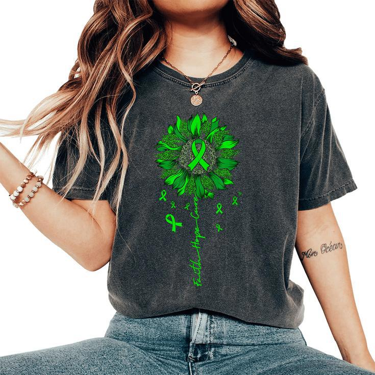 Faith Hope Cure Sunflower Green Mental Health Awareness Women's Oversized Comfort T-shirt