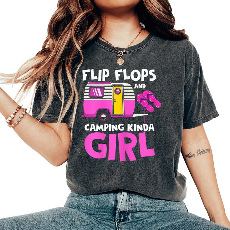 Flip Flops And Camping Kinda Girl Family Vacation Camping Women's Oversized Comfort T-shirt