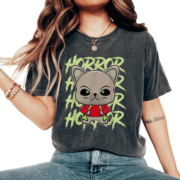 French Bulldog Anime Dog Horror Occult Horror Women's Oversized Comfort T-Shirt
