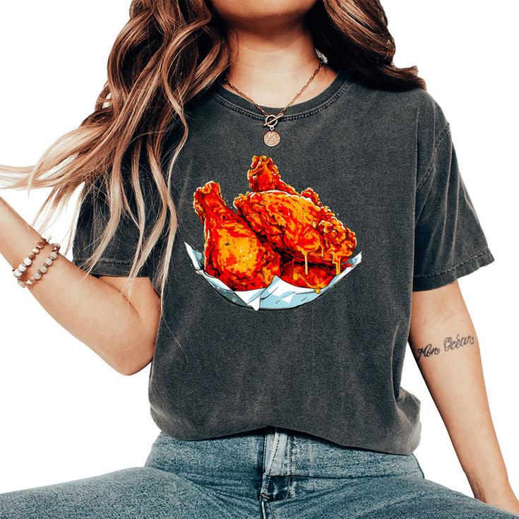 Fried Chicken Chicken Wings Fast Food Lover Women's Oversized Comfort T-Shirt