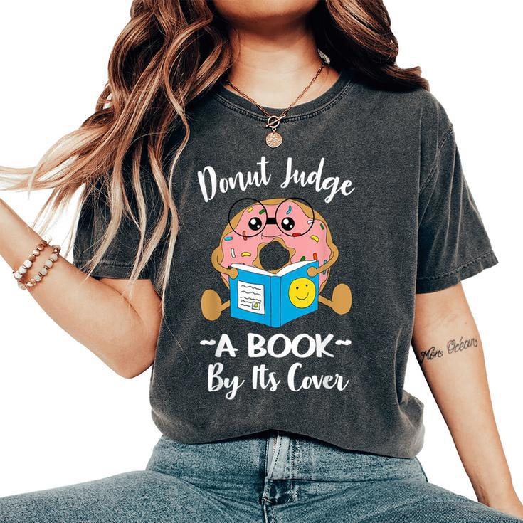 Bookworm Teacher Librarian Reading Donut Pun Literacy Women's Oversized Comfort T-Shirt