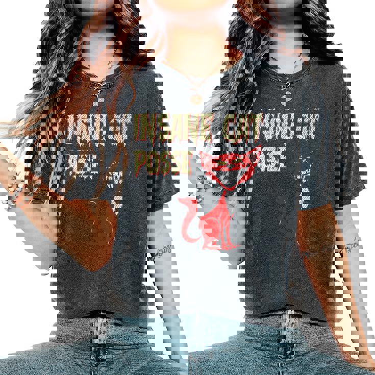 Cat Insane Cats Posse Scary Kitten Clown Horror Scary Women's Oversized Comfort T-Shirt