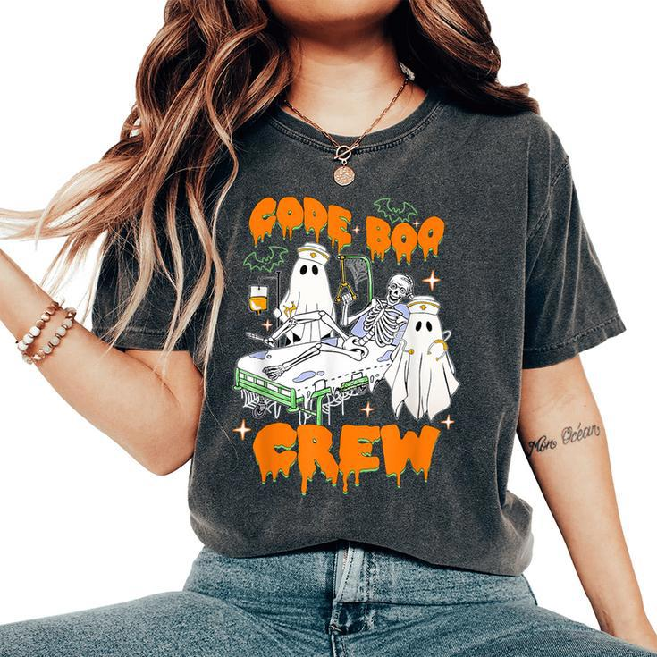 Ghost Nurse Halloween Costume Nursing Code Boo Crew Women's Oversized Comfort T-Shirt