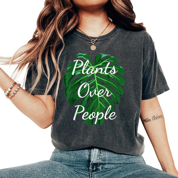 Monstera Adansonii Plants Over People Monstera Leaf Women's Oversized Comfort T-Shirt