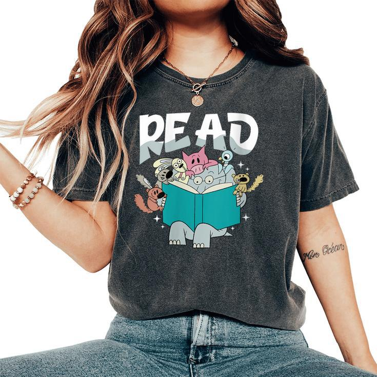 Teacher Library Read Book Pigeon Wild Animal Bookish Women's Oversized Comfort T-Shirt