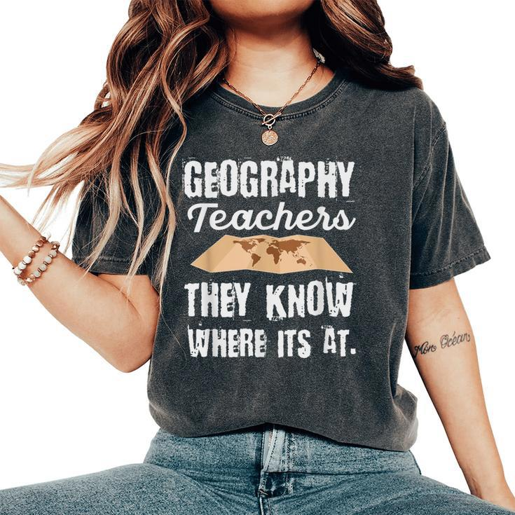 For A Geography Teacher Cartography Women's Oversized Comfort T-Shirt