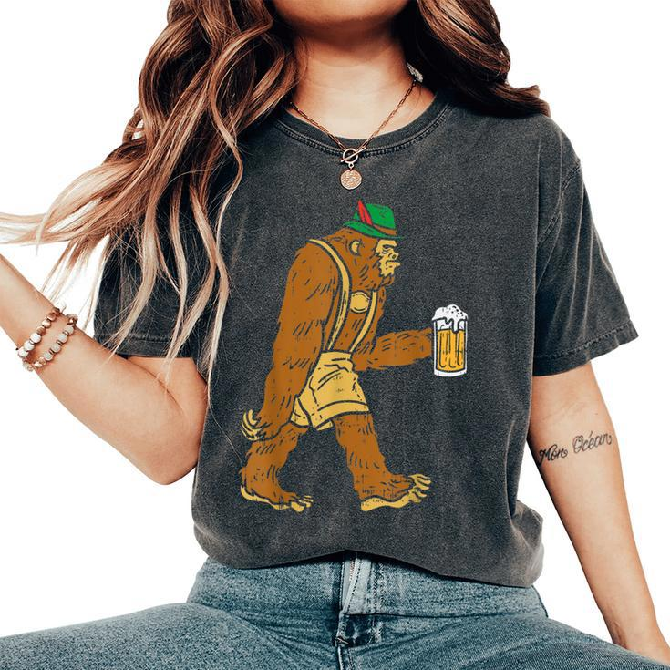 German Bigfoot Sasquatch Beer Lederhose Oktoberfest Women's Oversized Comfort T-Shirt