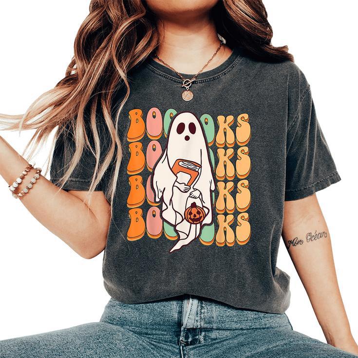 Ghost Book Reading Halloween Costume Teacher Books Lover Women's Oversized Comfort T-Shirt