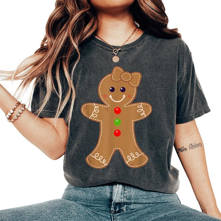 Gingerbread Girl Christmas Cookie Baking Holiday Women's Oversized Comfort T-Shirt