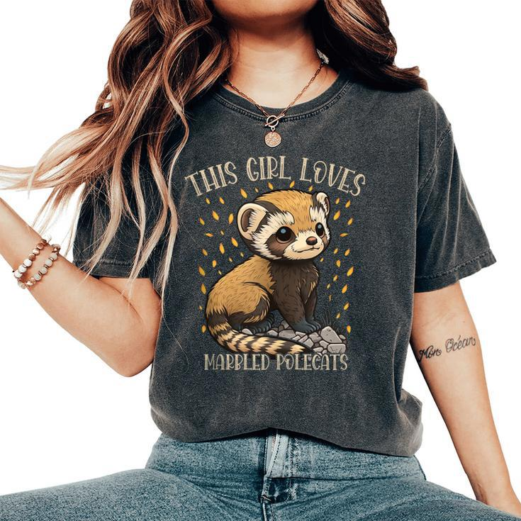 This Girl Loves Marbled Polecats Cute Animal Lover Fun Women's Oversized Comfort T-Shirt