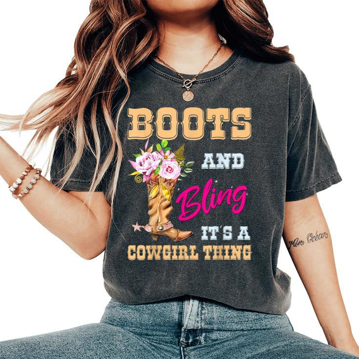 Girls Boots & Bling Its A Cowgirl Thing Cute Cowgirl Women's Oversized Comfort T-shirt