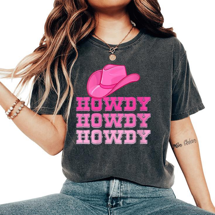 Girls Pink Howdy Cowgirl Western Country Rodeo Women's Oversized Comfort T-shirt