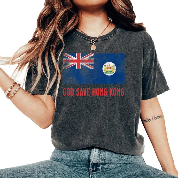 God Save Hong Kong British Colonial Hk Flag Protest Women's Oversized Comfort T-shirt