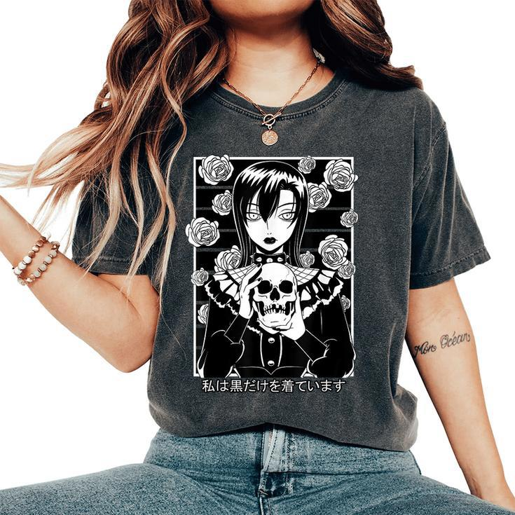 Goth Girl Skull Gothic Anime Aesthetic Horror Aesthetic Women's Oversized Comfort T-Shirt