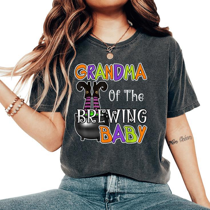 Grandma Of Brewing Baby Halloween Theme Baby Shower Spooky Women's Oversized Comfort T-Shirt