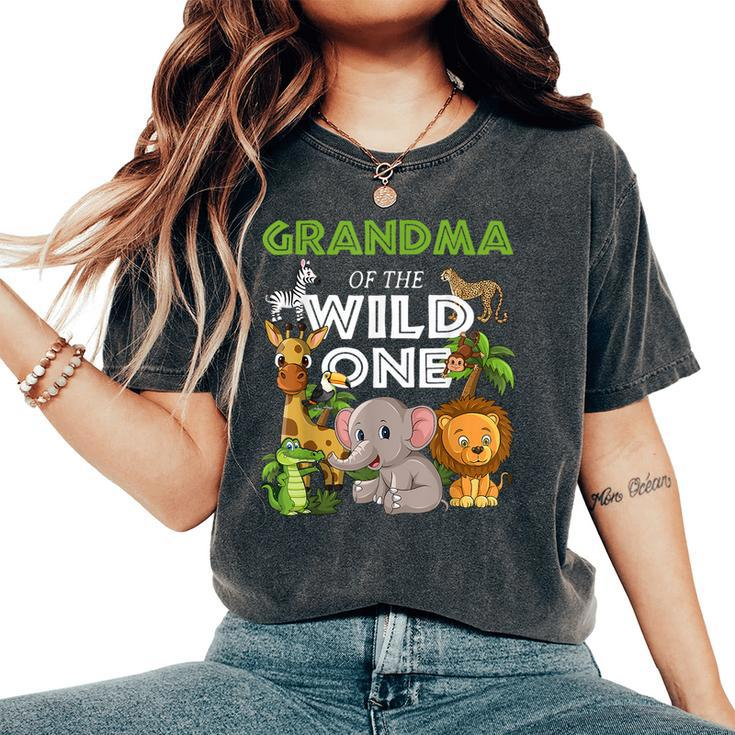 Grandma Of The Wild One Zoo Birthday 1St Safari Jungle Women's Oversized Comfort T-Shirt