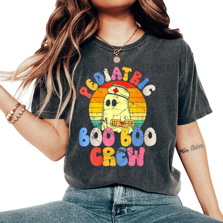 Groovy Ghost Halloween Pediatric Rn Nurse Boo Boo Crew Women's Oversized Comfort T-Shirt