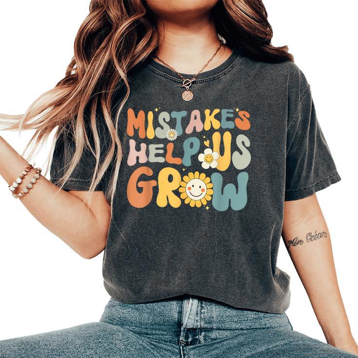 Groovy Mistakes Help Us Grow Daisy Back To School Teacher Women's Oversized Comfort T-Shirt