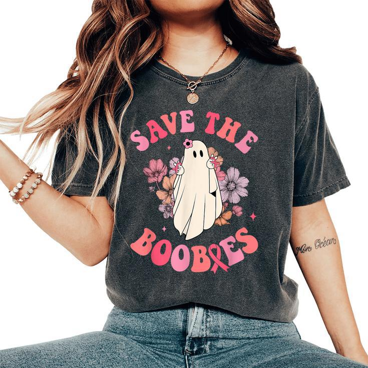Groovy Pink Breast Cancer Warrior Save The Boobies Halloween Women's Oversized Comfort T-Shirt
