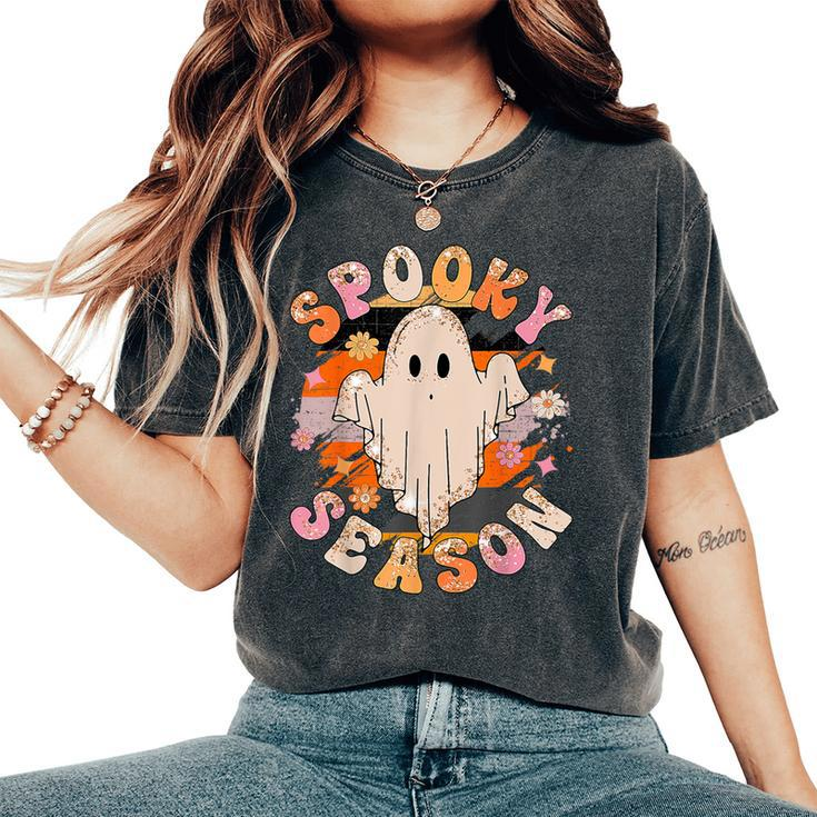 Groovy Spooky Season Ghost Flower Halloween Costume Girls Women's Oversized Comfort T-Shirt