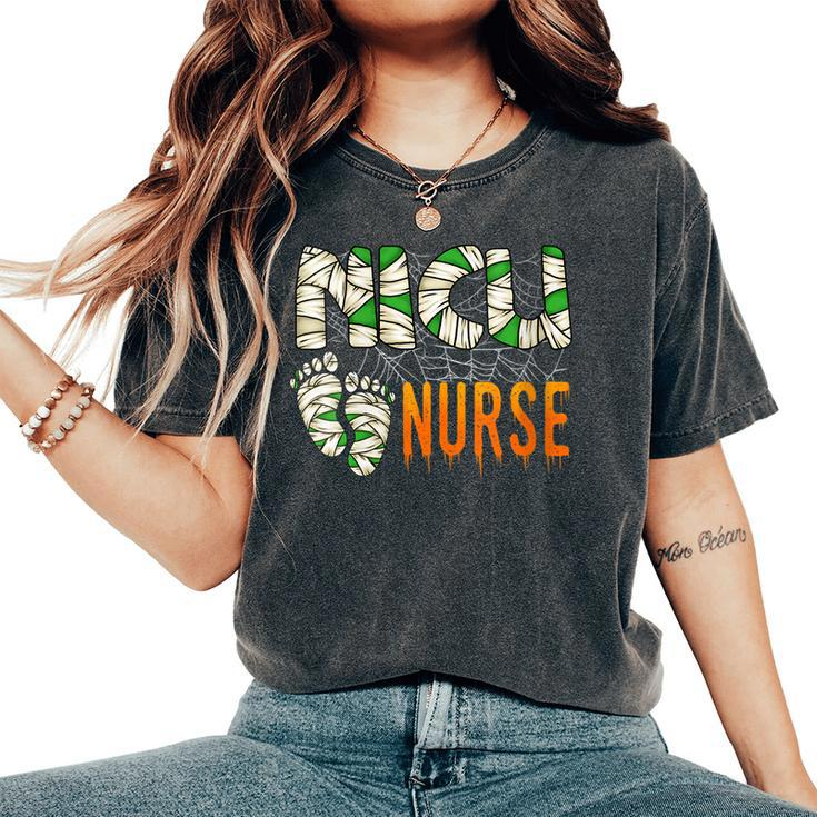 Halloween Nicu Nursing Mummy Costumes Neonatal Nurses Women's Oversized Comfort T-Shirt