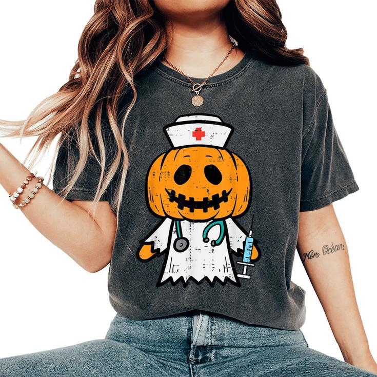 Halloween Pumpkin Nurse Cute Er Nicu Costume Scrub Top Women's Oversized Comfort T-Shirt