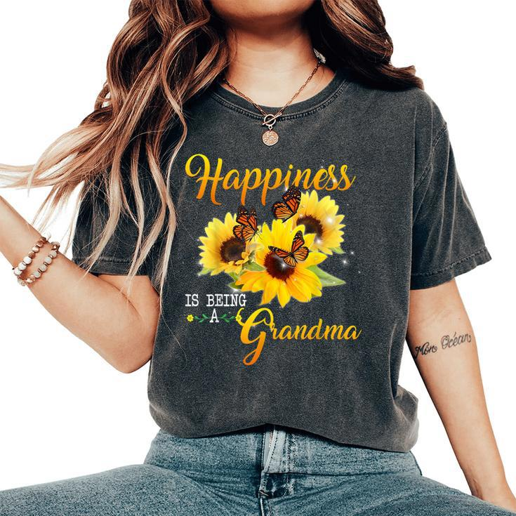 Happiness Is Being A Grandma Sunflower Butterfly Costume Women's Oversized Comfort T-shirt