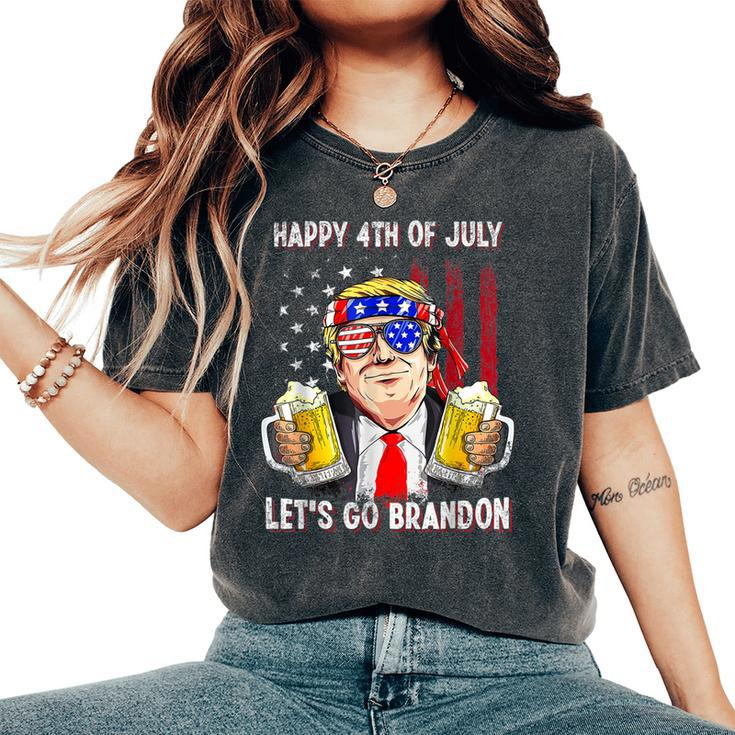 Happy 4Th Of July Lets Go Beer Brandon Trump Beer America Women's Oversized Comfort T-shirt