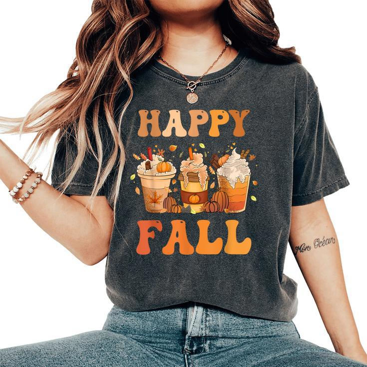 Happy Fall Y'all Autumn Halloween Pumpkin Spice Latte Women's Oversized Comfort T-Shirt