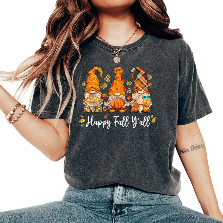 Happy Fall Y'all Gnome Pumpkin Truck Autumn Thanksgiving Women's Oversized Comfort T-Shirt