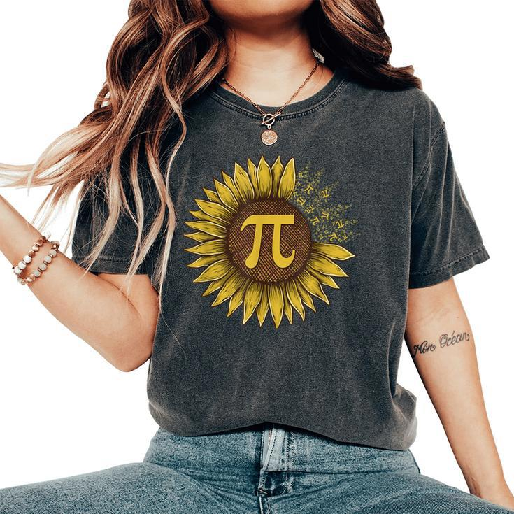 Happy Pi Day Sunflower Lovers Pi Day Number Symbol Math Women's Oversized Comfort T-Shirt