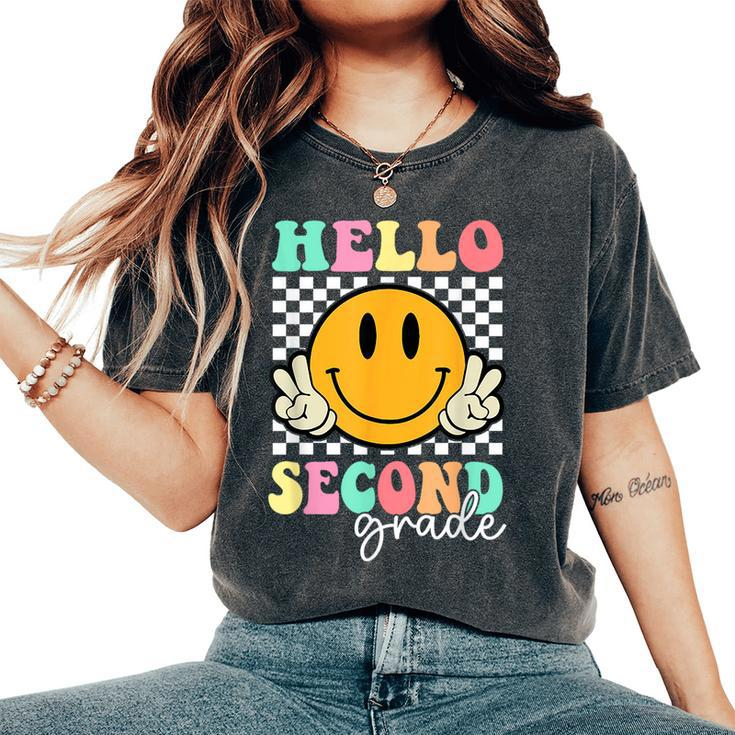 Hello Second Grade Groovy Retro First Day Back To School Women's Oversized Comfort T-Shirt
