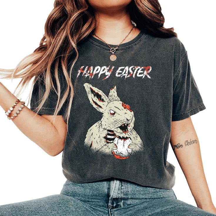Horror Movie Lover Easter Bunny Bloody Gore Zombie Egg Easter Women's Oversized Comfort T-Shirt