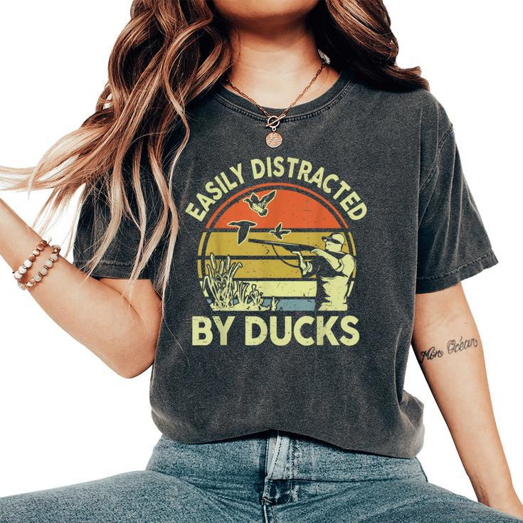 Hunting- Easily Distracted Ducks Hunter Dad Women's Oversized Comfort T-Shirt