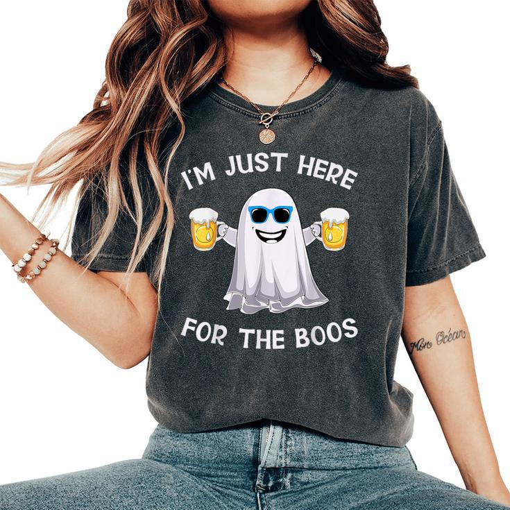 I'm Just Here For The Boos Ghost Halloween Beer Lover Women's Oversized Comfort T-Shirt