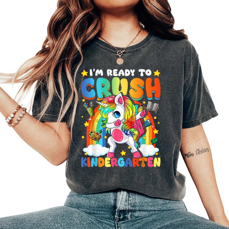 I'm Ready To Crush Kindergarten Dabbing Unicorn Cute Girls Women's Oversized Comfort T-Shirt