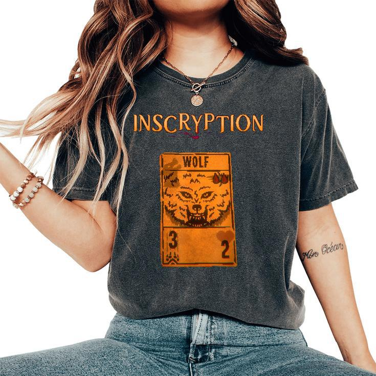 Inscryption Psychological Wolf Card Game Halloween Scary Halloween Women's Oversized Comfort T-Shirt