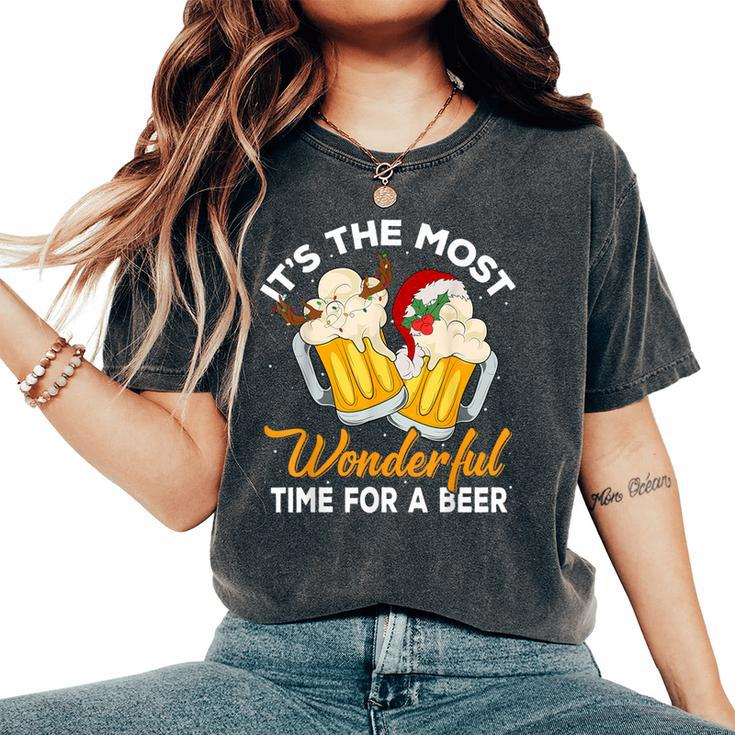 It's The Most Wonderful Time For A Beer Drinking Christmas Women's Oversized Comfort T-Shirt