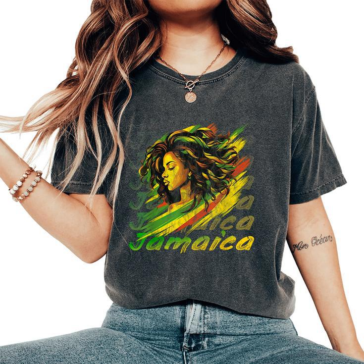 Jamaican Black Girls Jamaica Flag Hair Women's Oversized Comfort T-Shirt