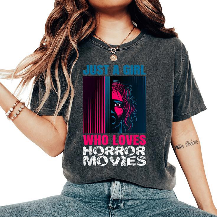 Just A Girl Horror Movies Halloween Costume Horror Movie Halloween Costume  Women's Oversized Comfort T-Shirt