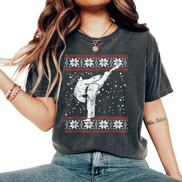 Karate Girl Ugly Christmas Sweater Martial Arts Fighter Women's Oversized Comfort T-Shirt