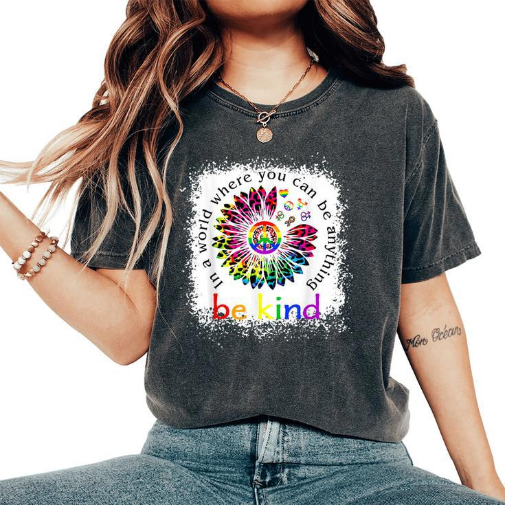 Be Kind Love Rainbow Lgbt Pride Lgbtq Leopard Tiedye Les Gay Women's Oversized Comfort T-shirt