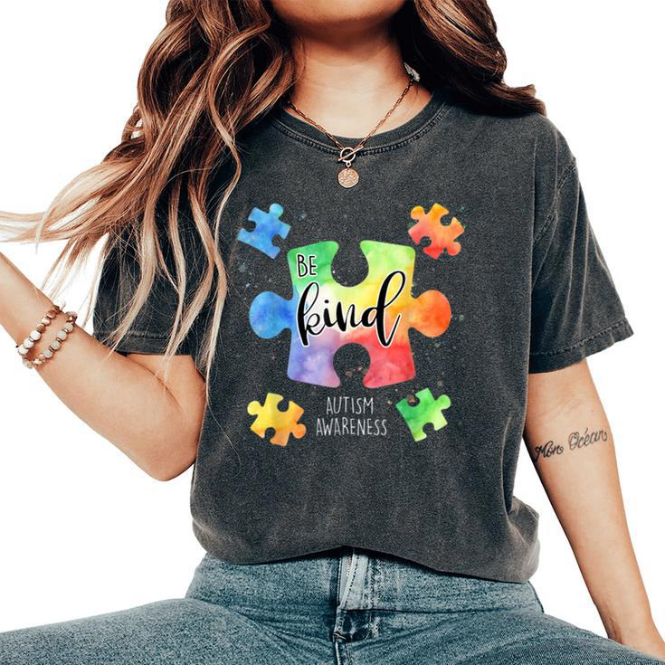 Be Kind Puzzle Pieces Cute Autism Awareness Women's Oversized Comfort T-shirt