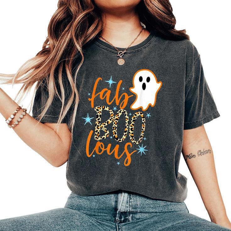 Leopard Fab Boo Lous Boo Ghost Halloween Horror Ghost Halloween  Women's Oversized Comfort T-Shirt
