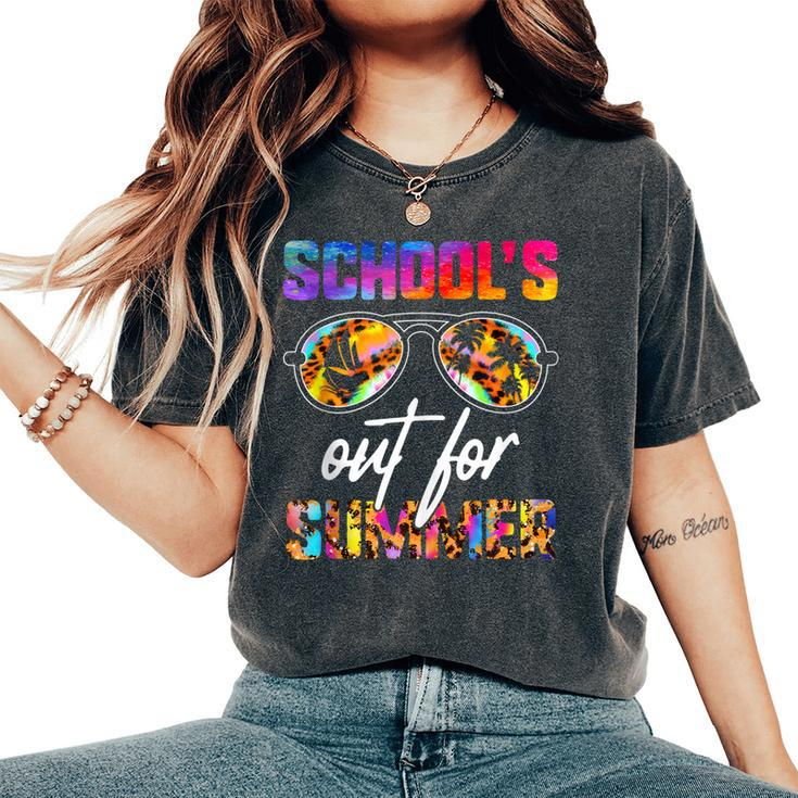 Leopard Tie Dye Schools Out For Summer Teacher Vacation Women's Oversized Comfort T-shirt