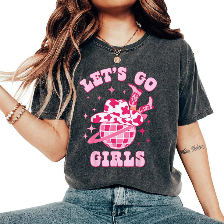Let's Go Girls Western Cowgirl Groovy Bachelorette Party Women's Oversized Comfort T-Shirt