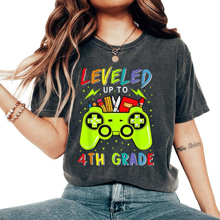 Leveled Up To 4Th Grade Gamer Back To School First Day Boys Women's Oversized Comfort T-Shirt