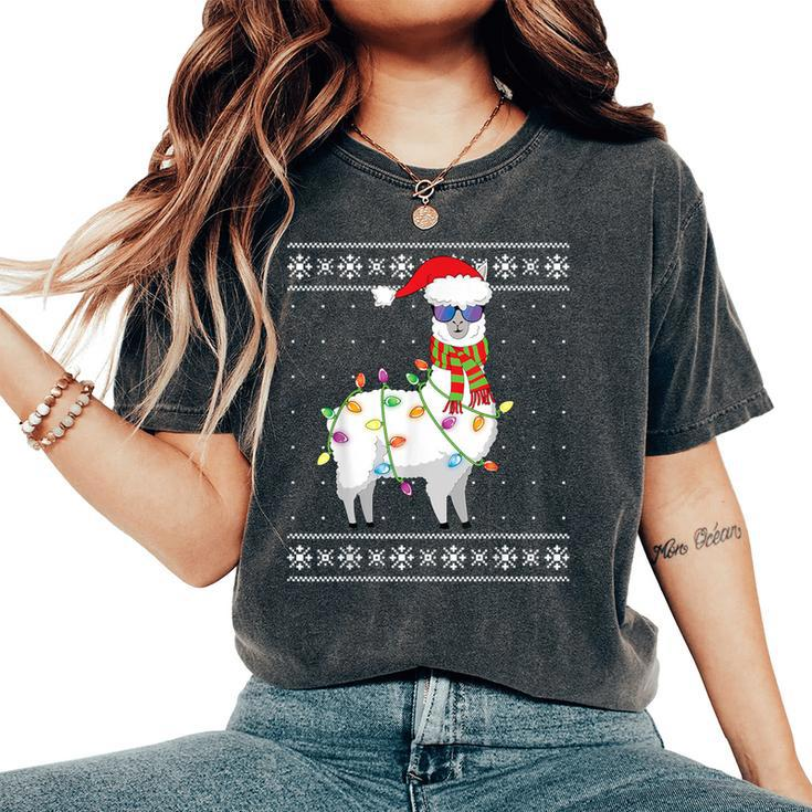 Llama Christmas Tree Ugly Christmas Sweater Women's Oversized Comfort T-Shirt