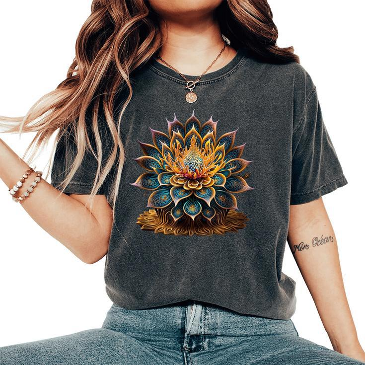 Lotus Flower Yoga Zen Bohemian Namaste Meditation Women's Oversized Comfort T-Shirt